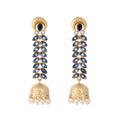 Nuyug 22K Gold-Plated Blue Onyx & Pearl Studded Dome Shaped Jhumkas - Distacart