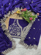 Joban Fashion Blue Frendy Satin Silk Party Wear Sarees - Distacart