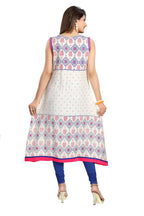 Snehal Creations Print Precious White A-Line Designer Cotton Tunic - Distacart