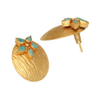 Nuyug 22K Gold-Plated Turquoise Flower Stud Earrings - Distacart