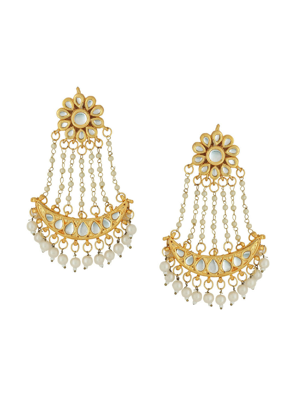 NVR Women Gold-Plated Kundan Chandbali Earrings - Distacart