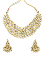 Gold Plated Maharani Kundan Neckpiece With Earrings And Maang Tikka - Ruby Raang - Distacart