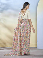 Off White Georgette Designer Printed Ready to Wear Saree - Samyana