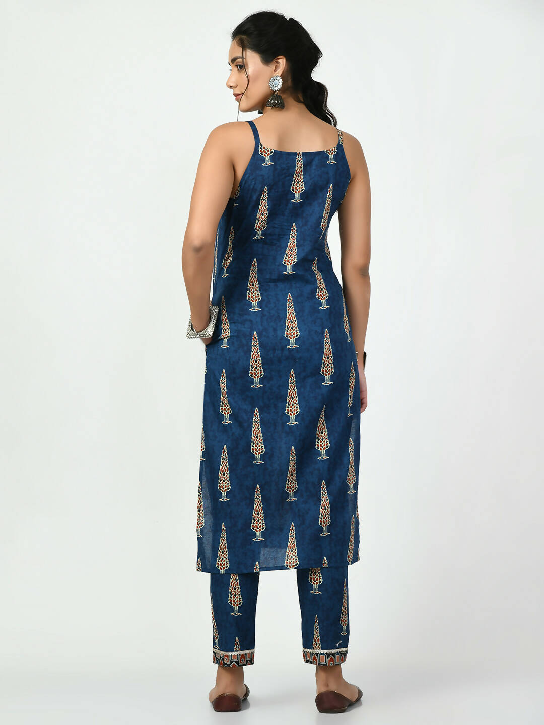 Myshka Women's Blue Printed Kurta With Trouser