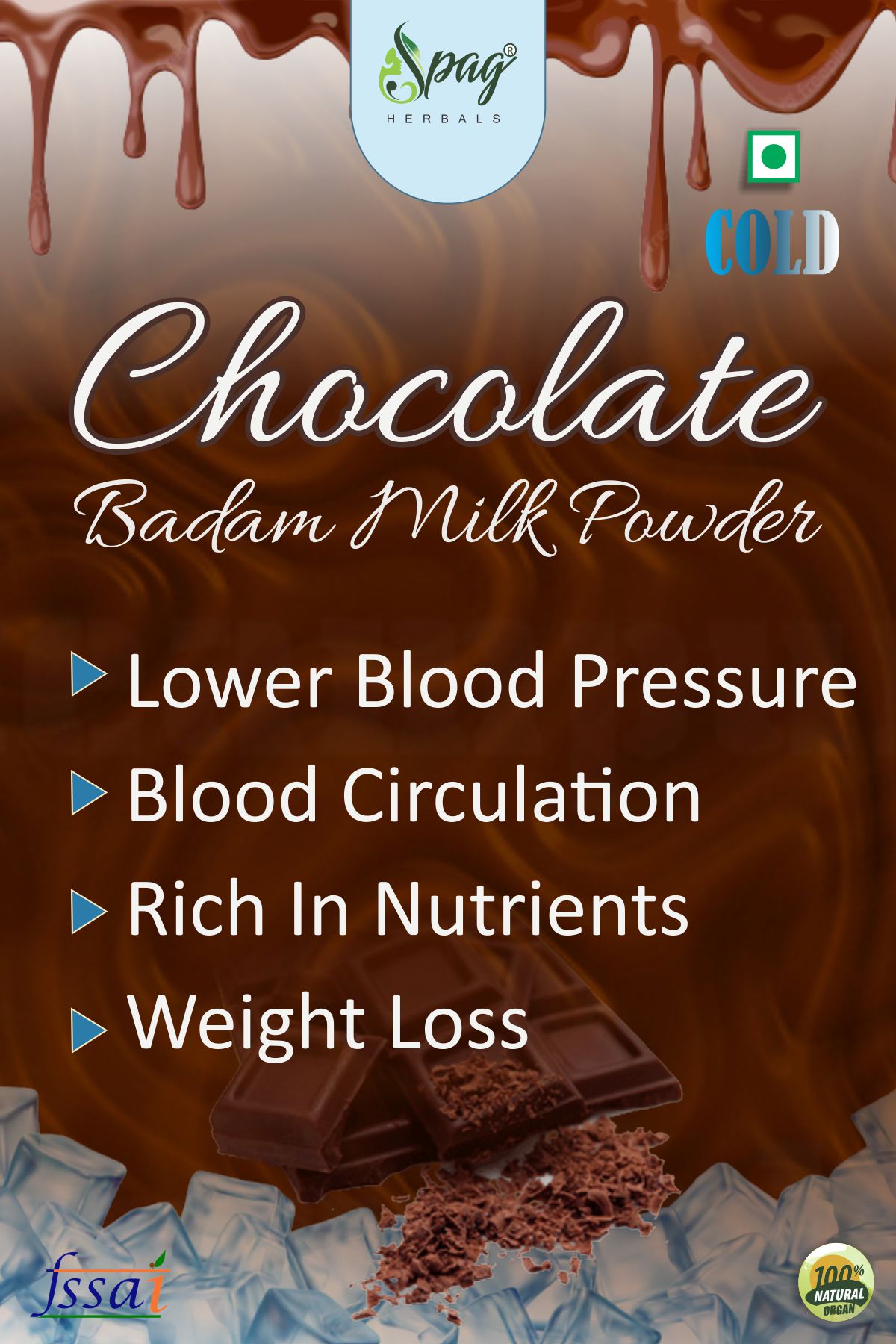 Spag Herbals Cold Instant Chocolate Badam Health Drink - Distacart