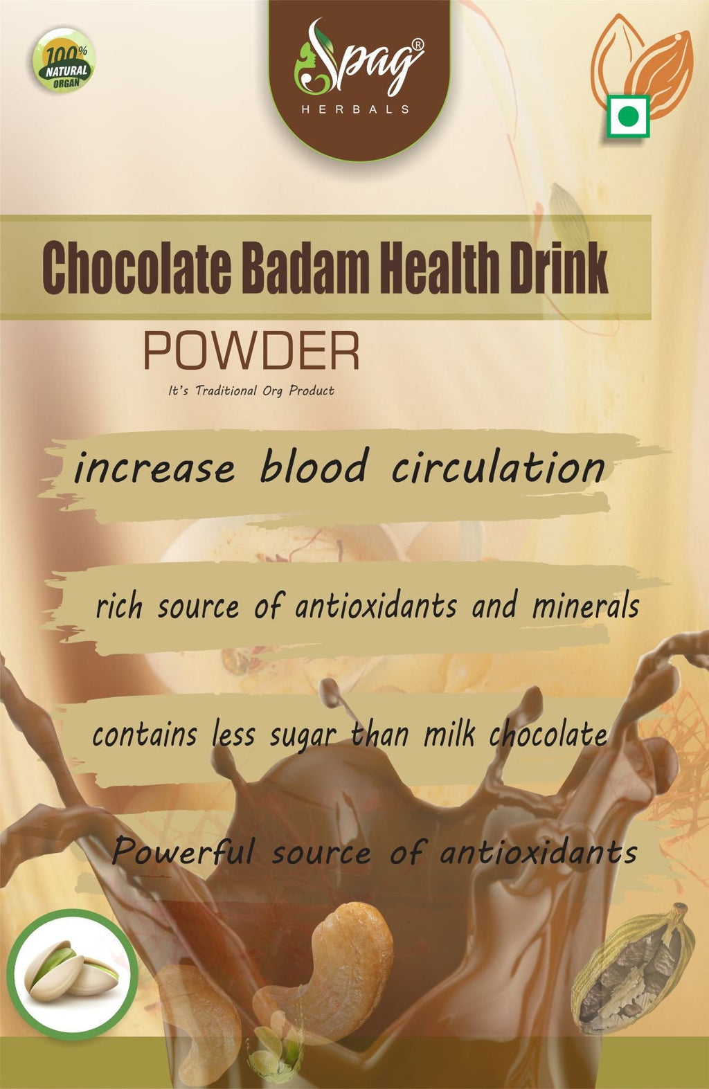 Spag Herbals Cold Instant Chocolate Badam Health Drink - Distacart