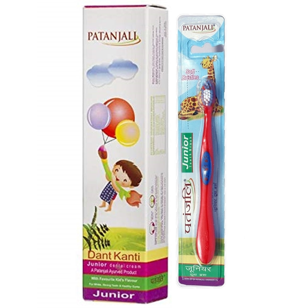 Patanjali Oral Care Combo (Dant KantiJunior Dental Cream 100GM + Junior Tooth Brush) - Distacart