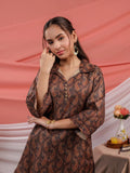 Yufta Cotton Black Digital Printed Workwear Co-Ord Set With Pintuck Detailing On Sleeves