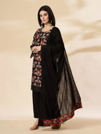 Yufta Cotton Black Pakistani Kurta Dupatta Set - Distacart