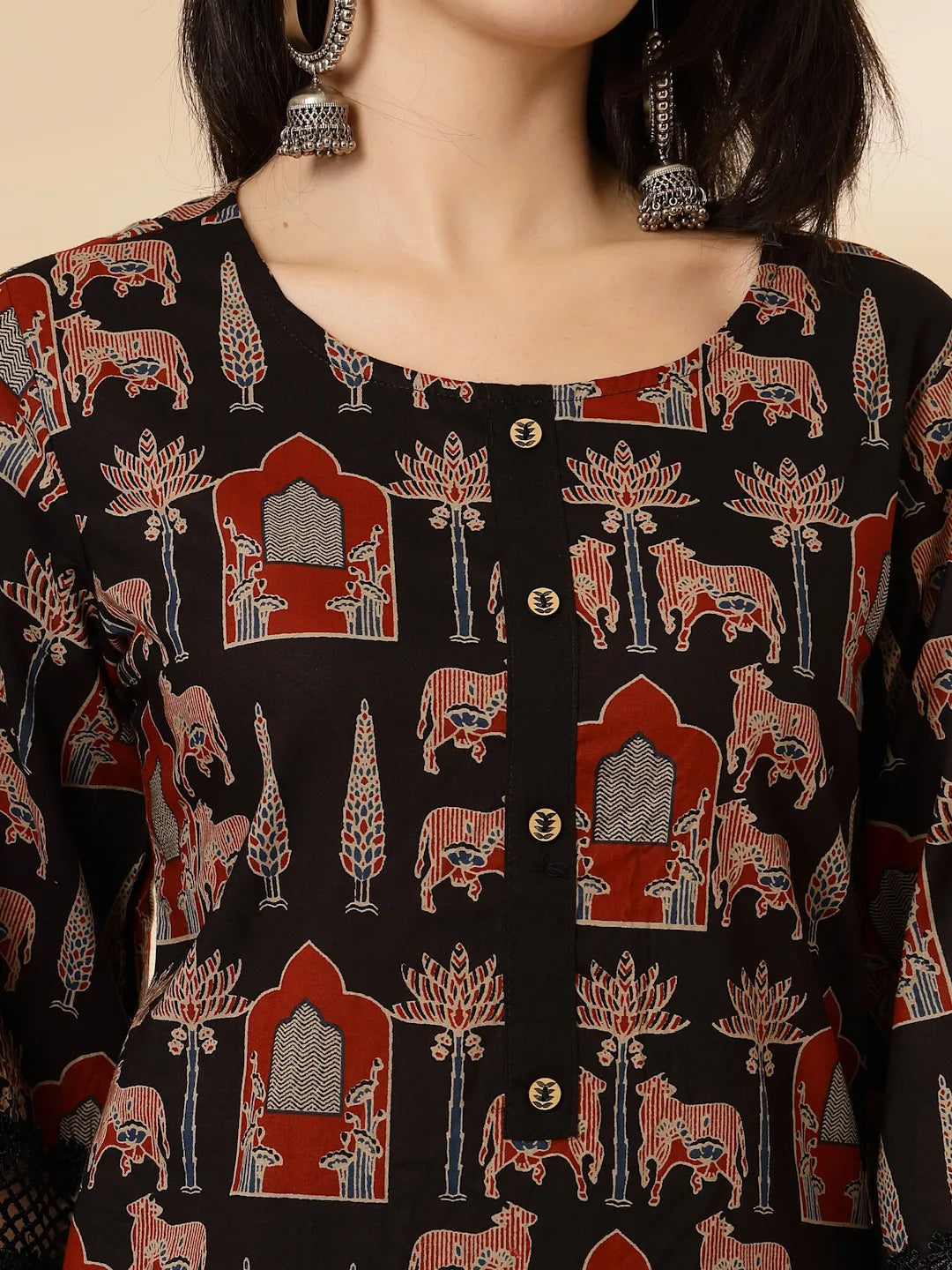 Yufta Cotton Black Pakistani Kurta Dupatta Set - Distacart