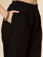 Yufta Cotton Black Pakistani Kurta Dupatta Set - Distacart