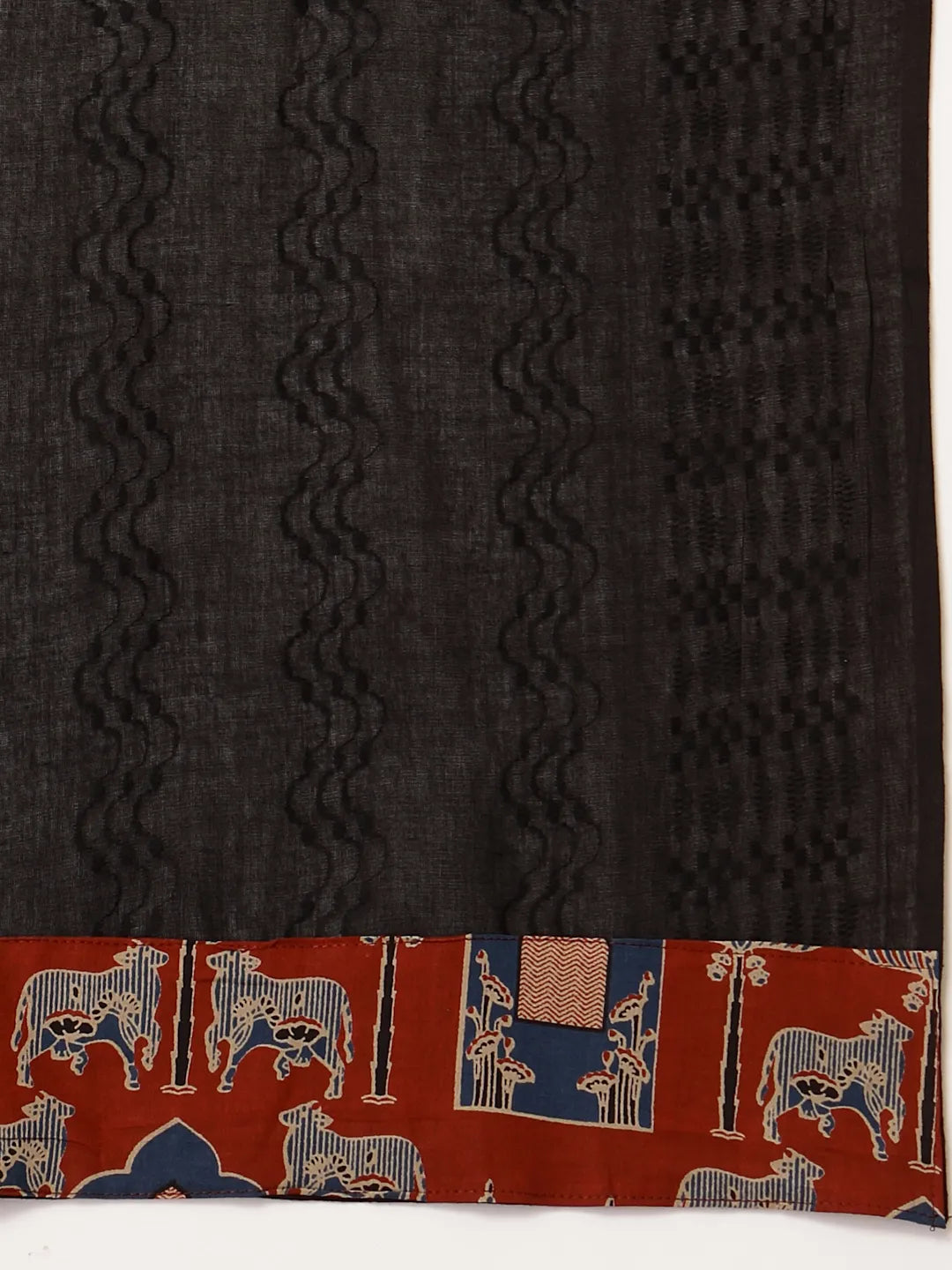 Yufta Cotton Black Pakistani Kurta Dupatta Set - Distacart