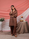 Yufta Cotton Brown Digital Printed Workwear Co-Ord Set With Pintuck Detailing On Flared Sleeves