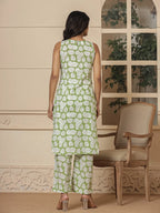 Yufta Cotton Green Summer Leaf Print Co-Ord Set