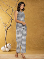 Yufta Cotton Grey Ikat Co-Ord Set