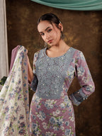 Yufta Cotton Kurta Dupatta Set With Lace Detailing