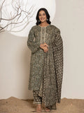 Yufta Military Green Cotton Pakistani Kurta Dupatta Set With Pant