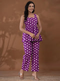 Yufta Cotton Purple Polka Dot Co-Ord Set