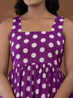 Yufta Cotton Purple Polka Dot Co-Ord Set