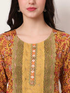 Yufta Cotton Yellow Kurta Dupatta Set With Lace Detailing - Distacart