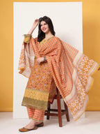 Yufta Cotton Yellow Kurta Dupatta Set With Lace Detailing - Distacart