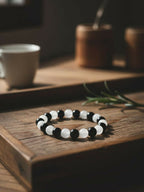 NVR Black & White Beaded Bracelet for Men & Women - Distacart