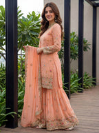 Teeya Creation Fenta Faux Georgette Multi Thread Work Wedding Wear Sharara Set - Distacart