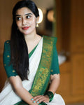 DEIANA'S Beautiful Designer Golden zari Soft Lichi Silk Saree - Green