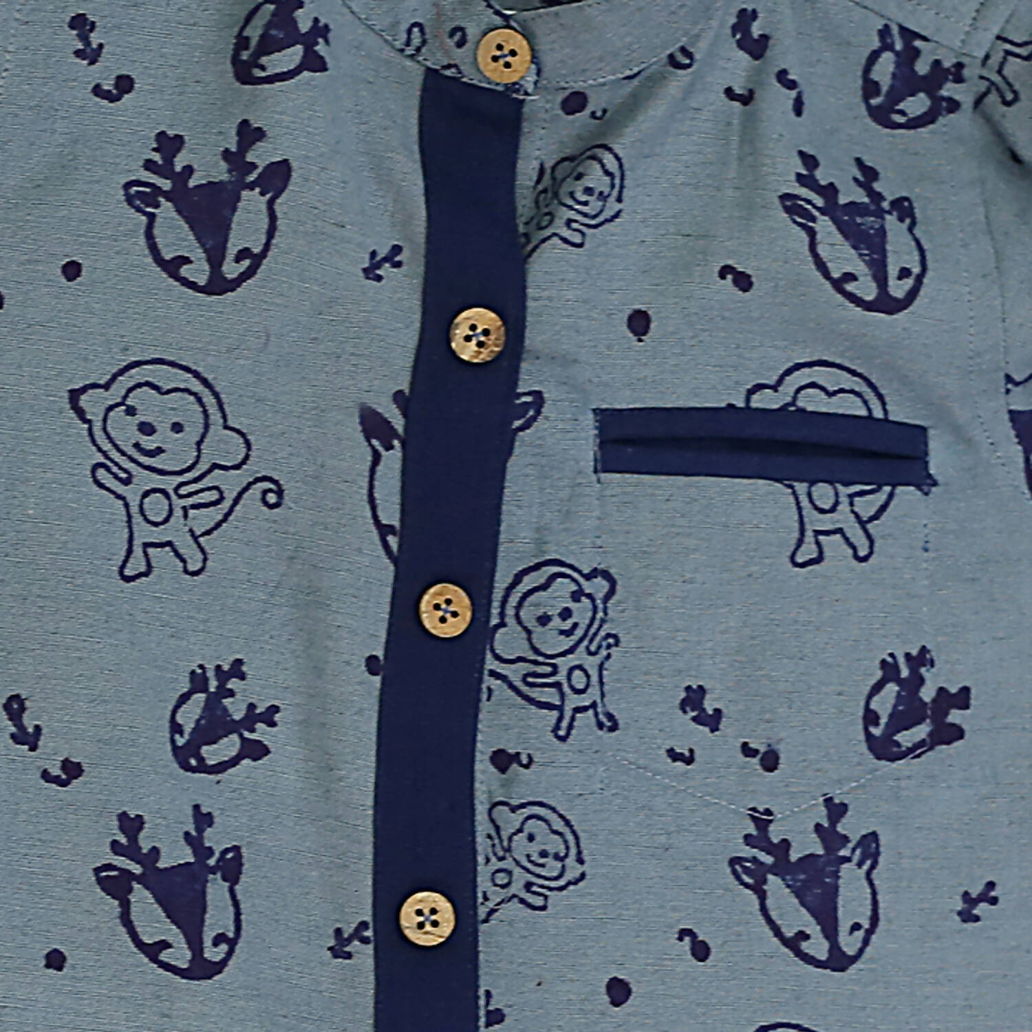 Mhyssa Blue Color Blocked Shirt