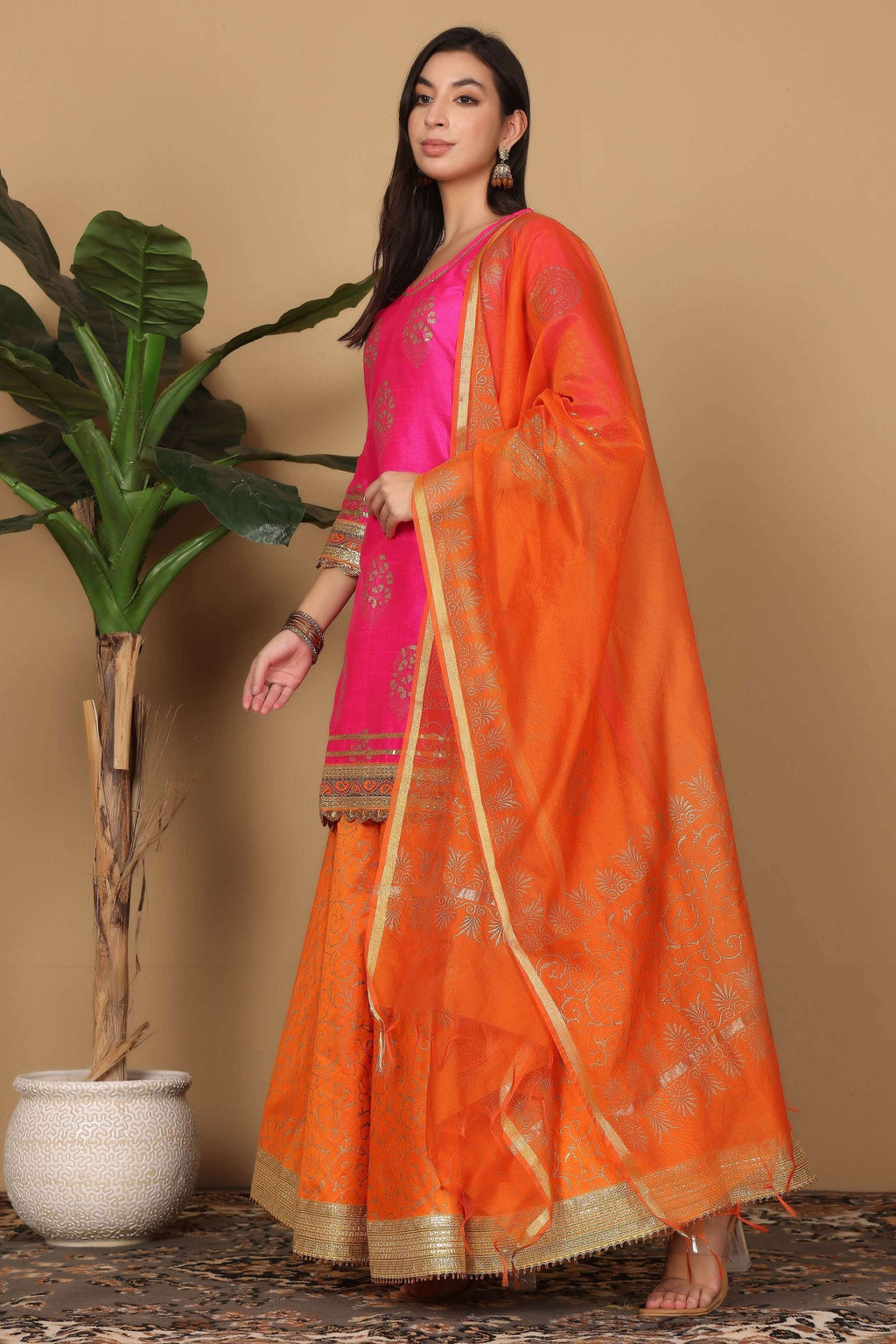 Joban Fashion Pink Silk Lehenga Set