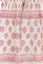 Mominos Fashion Cotton Block Print With Lace Work Off White Red Color Prints Palazzo - Distacart