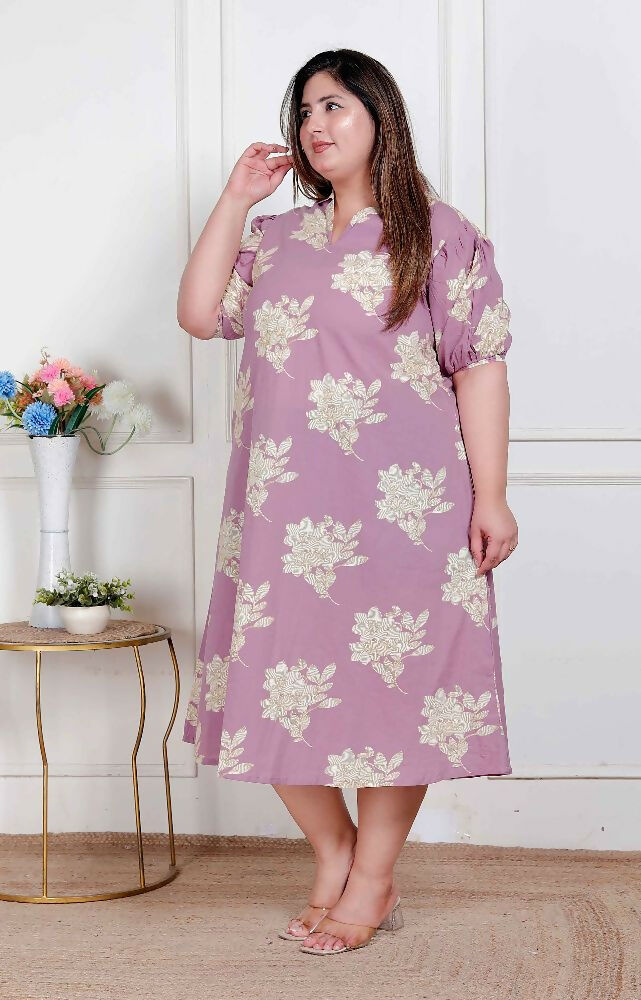Miravan Plus Size Womens Lavender Floral Printed A-Line Maxi Dress - Distacart