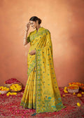 Yellow Tusser Silk Woven Design Saree With Unstitched Blouse Piece - Norita Royal Pradha