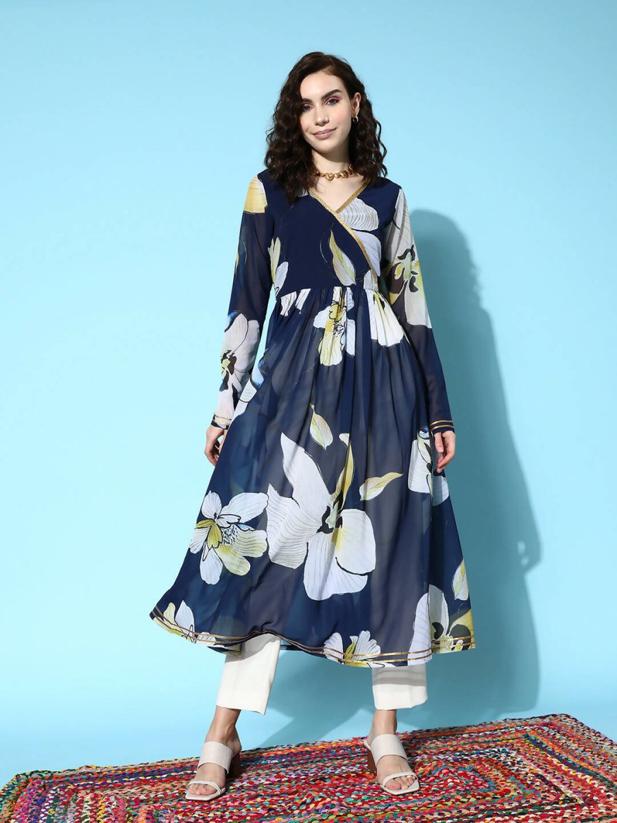Ahalyaa Women's Traditional wear Kurta - Navy Blue