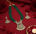 Jewel City Stunning Handcrafted Green Beaded Necklace And Earrings Set