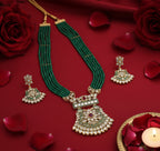 Jewel City Stunning Handcrafted Green Beaded Necklace And Earrings Set