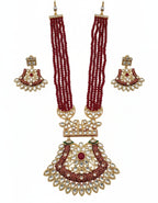 Jewel City Stunning Handcrafted Maroon Beaded Necklace And Earrings Set