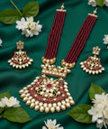 Jewel City Stunning Handcrafted Maroon Beaded Necklace And Earrings Set
