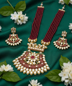Jewel City Stunning Handcrafted Maroon Beaded Necklace And Earrings Set