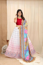 DEIANA'S Beautiful Pure Chinon Jari Silk Weaving Lehengha Choli - White