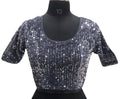 Vamika Grey Velvet Sequence Blouse - Distacart