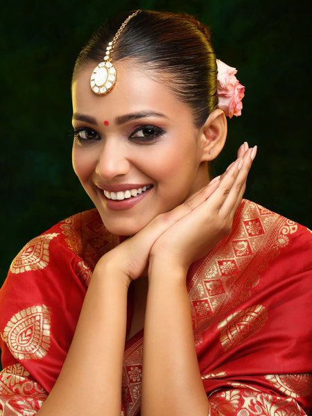 Ruby Raang 22k Gold Polished Kundan Maang Tikka