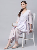 Ahalyaa Women Lavender Crepe Printed Kurta Palazzo Set - Distacart