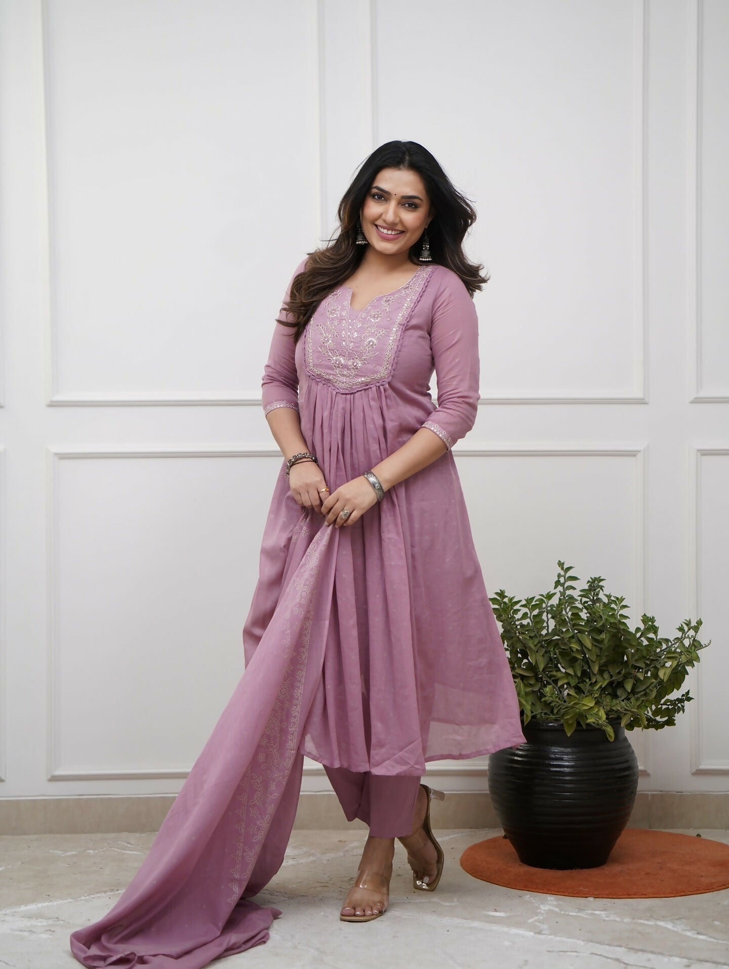 The52 Women's Beautiful Cotton Fabric Embroidery Work Straight Kurta Pant and Dupatta Set - Distacart