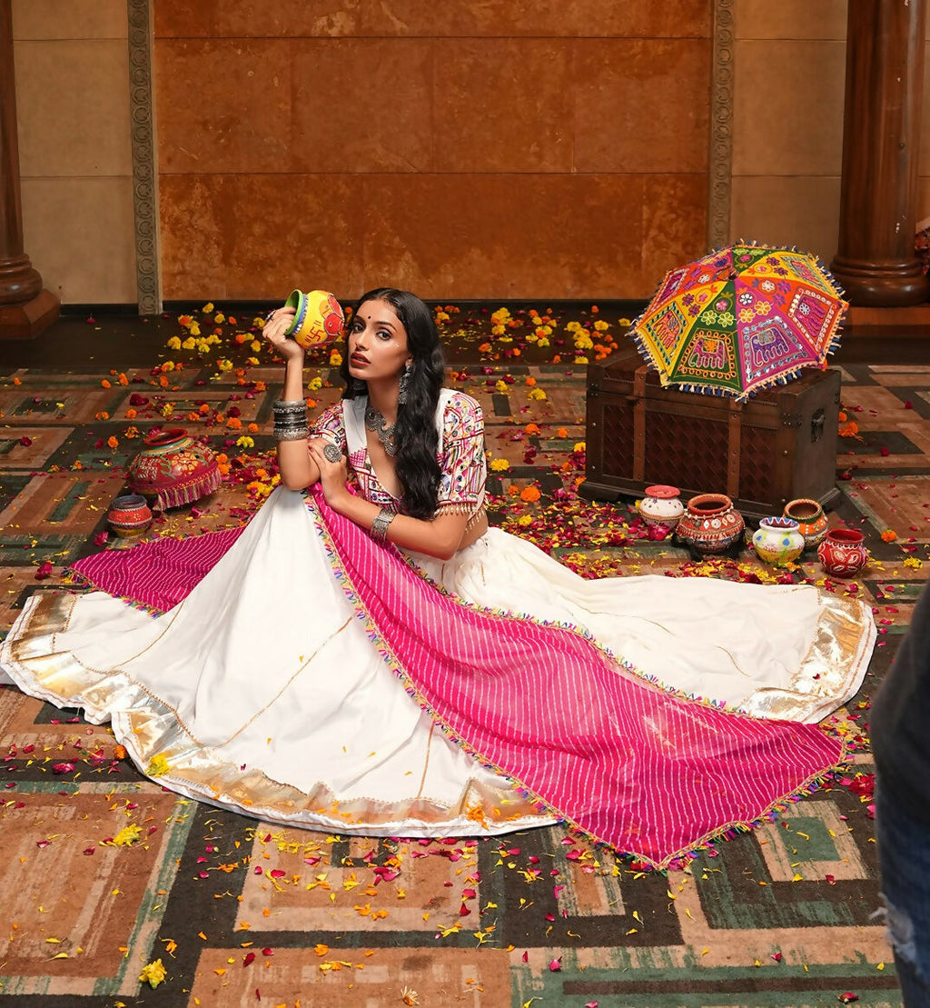 AI Fashion Off White Crepe Designer Navratri Wear Lehenga Choli Collection