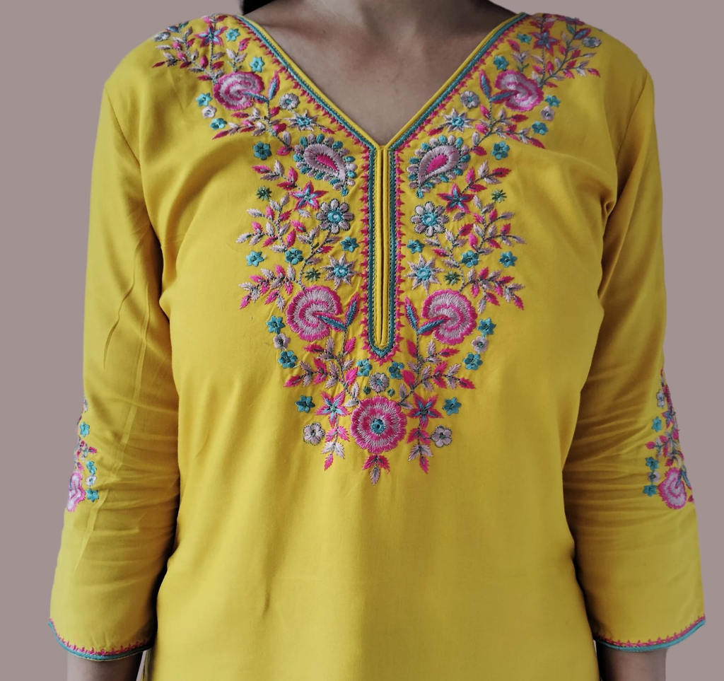 Jaitra Apparels Women Printed Pure Cotton Straight Kurta (Yellow) - Distacart
