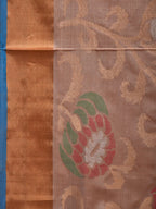 Cream and Blue Uppada Silk Handloom Saree with All Over Design - Global Threads
