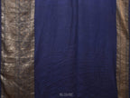Cream and Navy Bandhani Kanchipuram Silk Handloom Saree with Kalamkari Cows Design - Global Threads