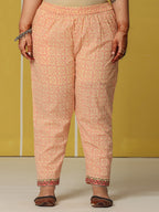 Yufta Cream Cotton Straight Plus Size Kurta Set - Distacart