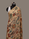 Cream Kalamkari Hand Painted Chiffon Dupatta with Dashavatar Design - Global Threads